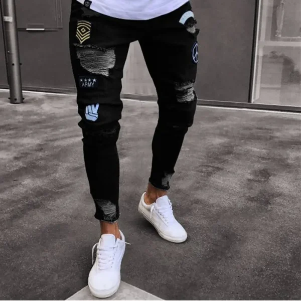 Men Stretchy Ripped Skinny Jeans - Image 3