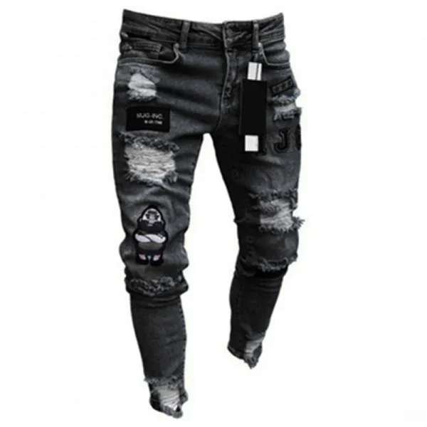 Men Stretchy Ripped Skinny Jeans - Image 4