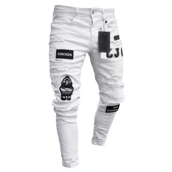 Men Stretchy Ripped Skinny Jeans - Image 6