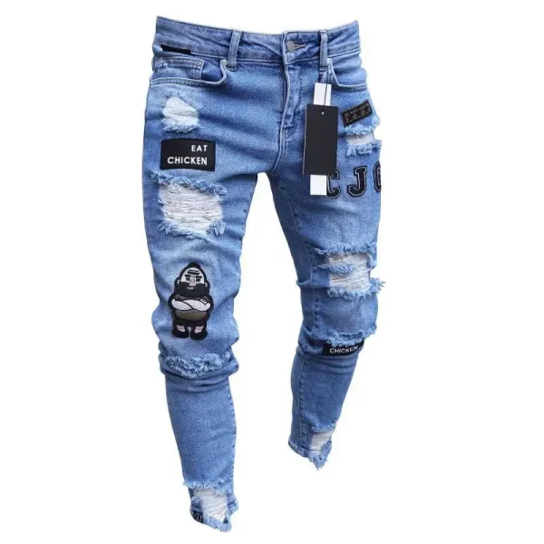 Men Stretchy Ripped Skinny Jeans - Image 5