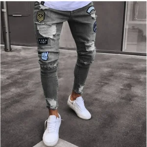 Men Stretchy Ripped Skinny Jeans