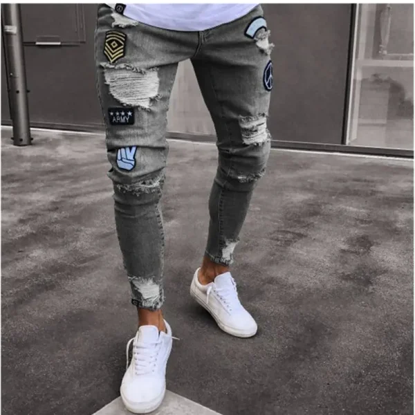 Men Stretchy Ripped Skinny Jeans