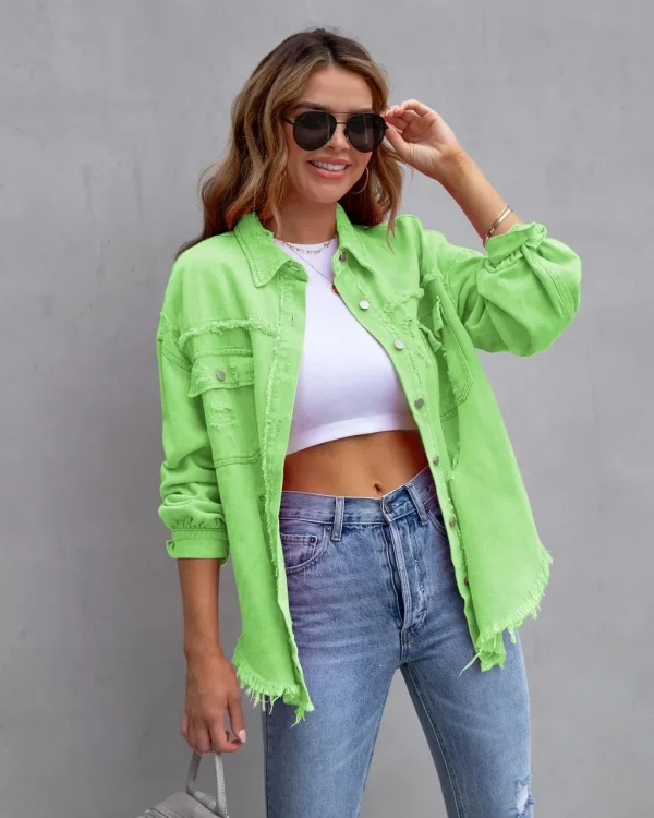 Women's Denim Jacket with Rough Edges - Image 18