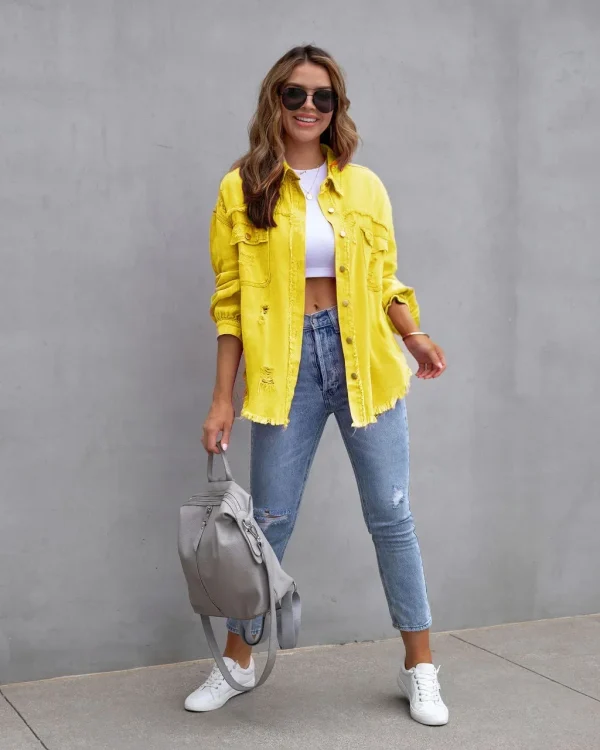 Women's Denim Jacket with Rough Edges - Image 9