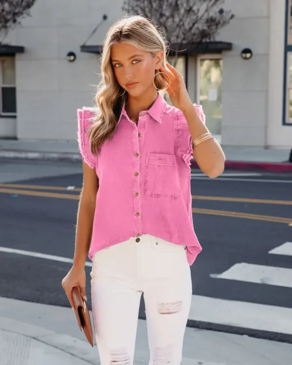 Women's Denim Jacket with Rough Edges - Image 16