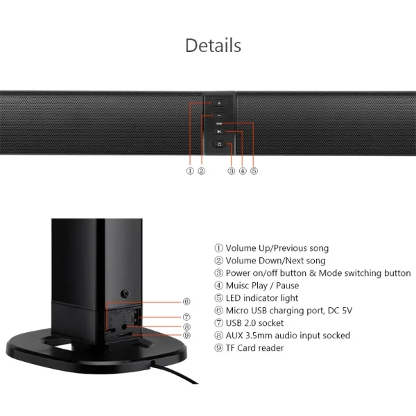 TV Soundbar Wireless Bluetooth Speakers - Image 5